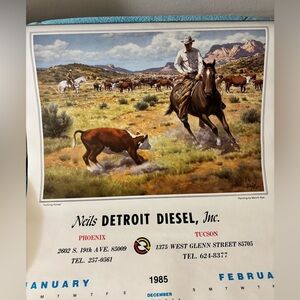 Estate, Vintage 1985 Advertising Western Art Calendar by artist Marvin Nye